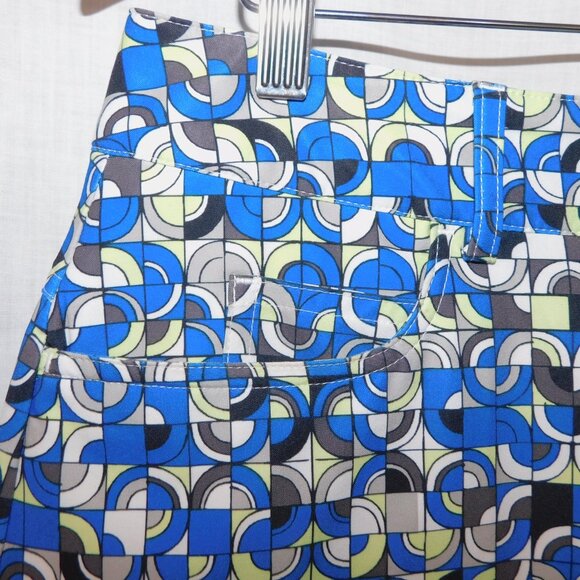 Slazenger Golf Womens 8 Funky Blue White Black Yellow Skort Geometric Pattern - Picture 6 of 12